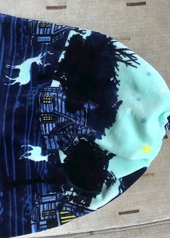 Baskılı Mavi Çocuk Beresi ve boyunluğu - Görsel 4