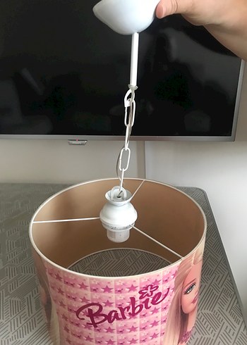 Pembe Barbie Temalı Avize Lambası - Görsel 5