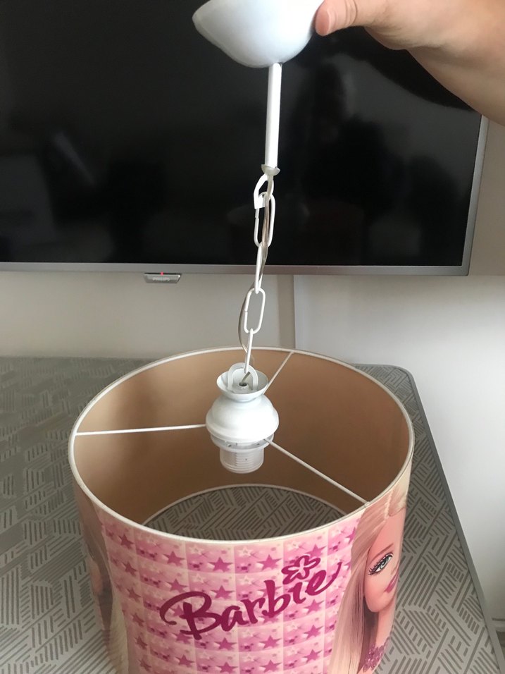 Pembe Barbie Temalı Avize Lambası - Görsel 5