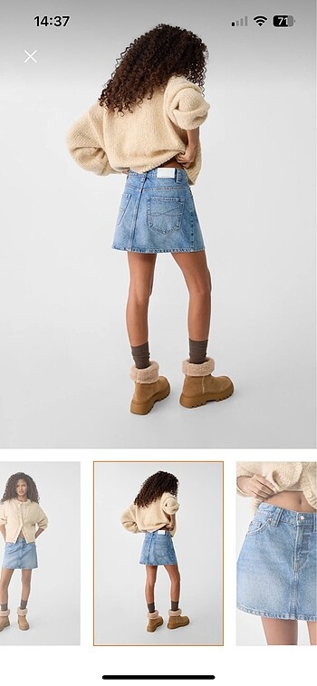 Stradivarius denim mini etek