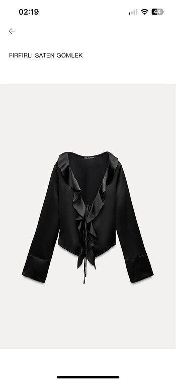 Zara saten fırfırlı gömlek