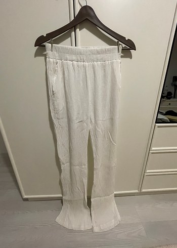 Beyaz Keten Kadın Pantolon
