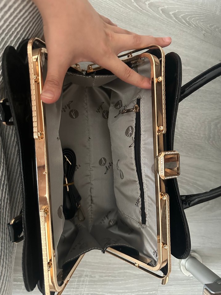 Klasik Siyah Deri Kadın Çanta - Görsel 4