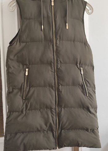 Kadın Kahverengi Fermuarlı Midi Yelek - Görsel 4