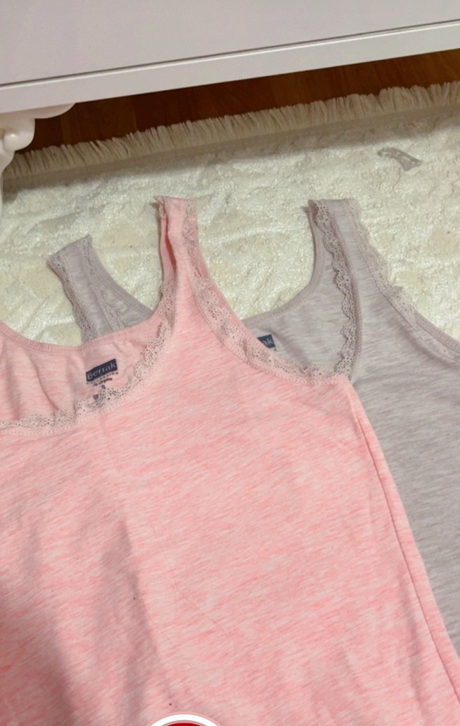 Dantelli  Askısız Pamuklu Atlet 2li - Görsel 2