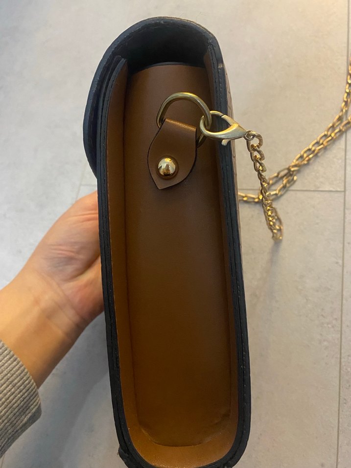 Kahverengi Deri Yılan Desenli Vintage Kadın Çanta - Görsel 3