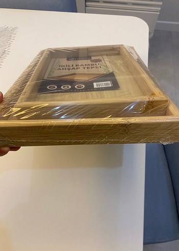 İkili Bambu Ahşap Tepsi Seti - Görsel 2