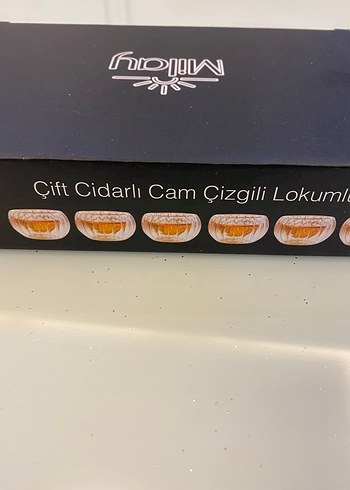 Çift cidarlı çizgili cam lokumluk seti - Görsel 4