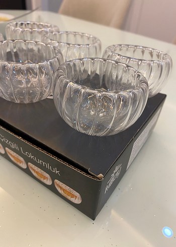 Çift cidarlı çizgili cam lokumluk seti - Görsel 3