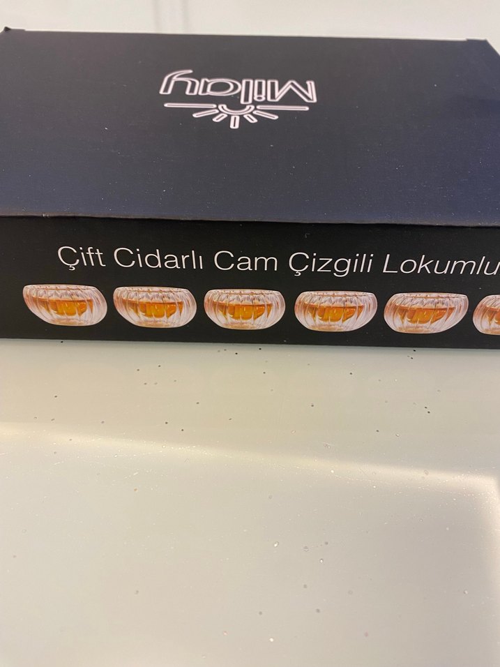 Çift cidarlı çizgili cam lokumluk seti - Görsel 4
