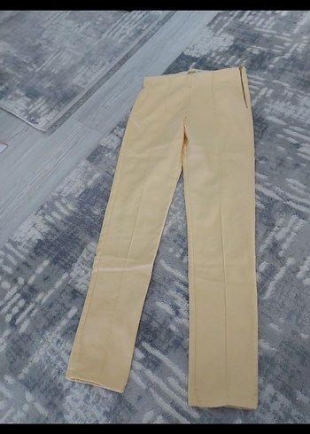 sarı beli lastikli kumaş pantolon