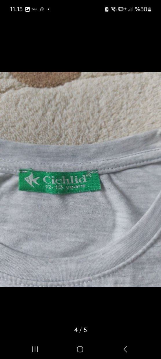 Gri Kız Çocuk Baskılı Tişört - Görsel 4