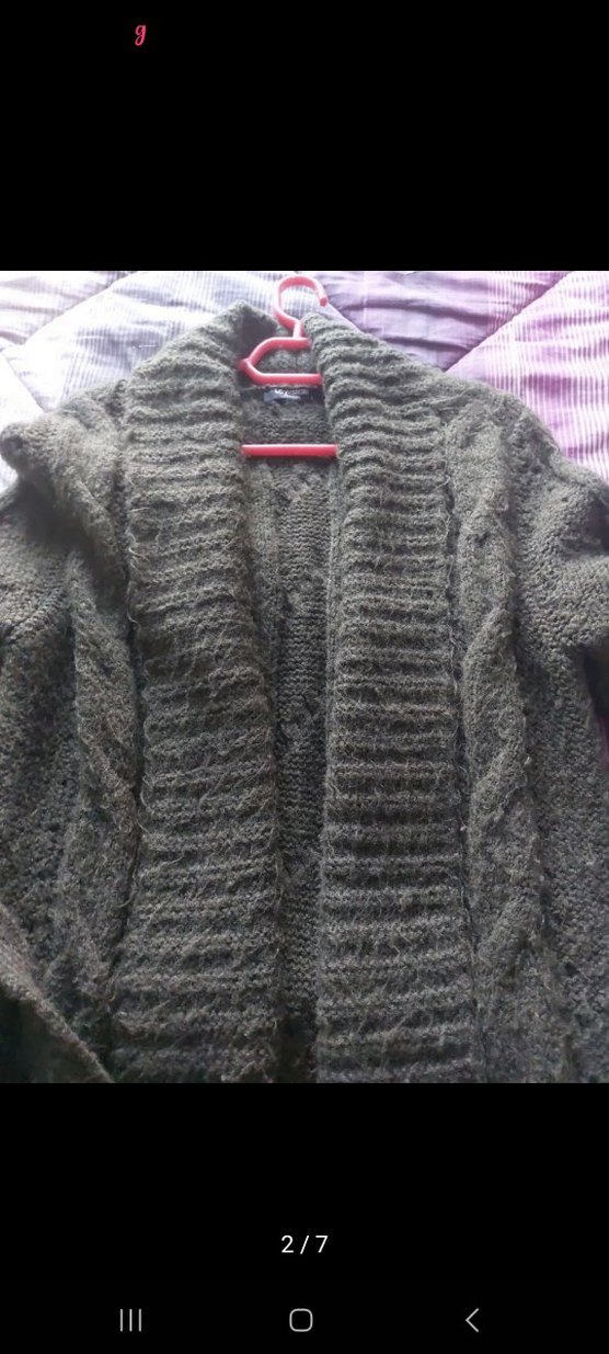 haki Uzun Kollu Örgü Kadın Hırka - Görsel 2