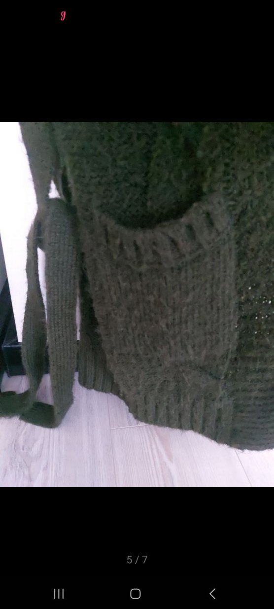 haki Uzun Kollu Örgü Kadın Hırka - Görsel 5