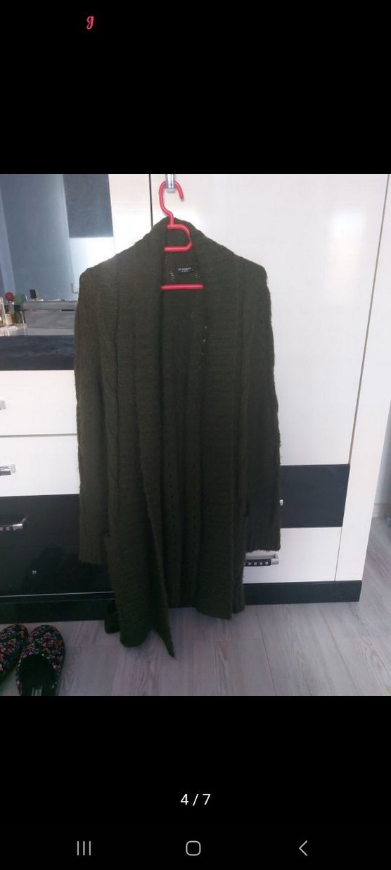 haki Uzun Kollu Örgü Kadın Hırka - Görsel 4