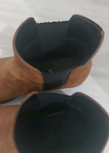 Kahverengi Süet Kadın düz bot - Görsel 4