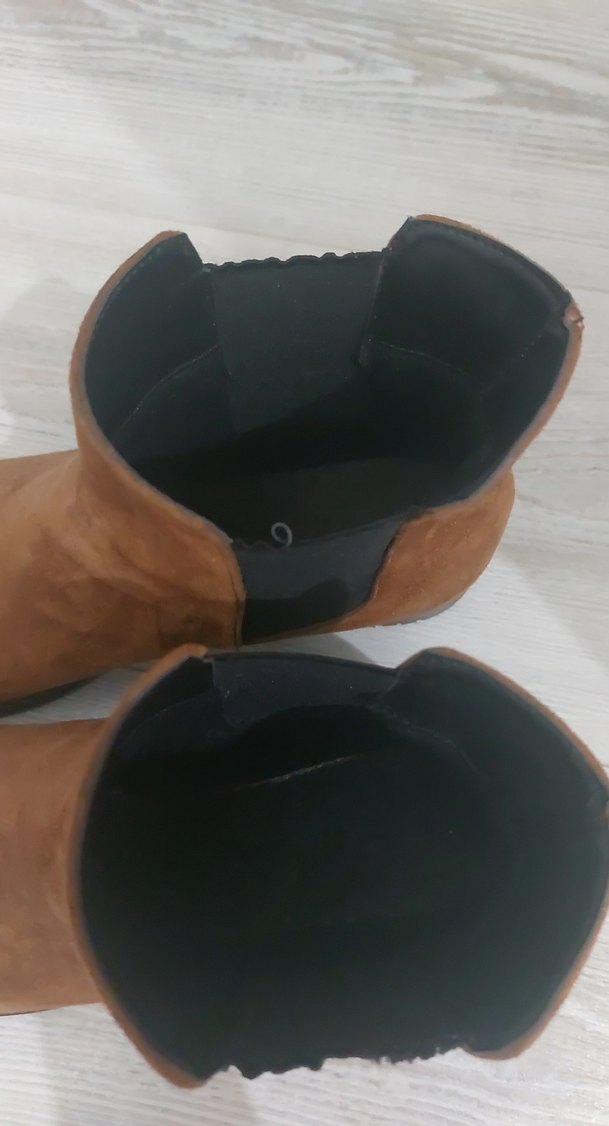 Kahverengi Süet Kadın düz bot - Görsel 4