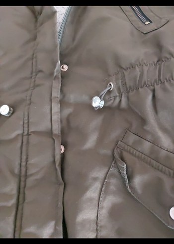 Kürklü Kapüşonlu hakii cocuk Mont - Görsel 3