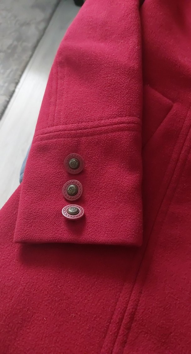 Düğmeli loft marka bordo kaban - Görsel 4