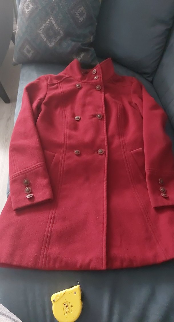 Düğmeli loft marka bordo kaban - Görsel 2