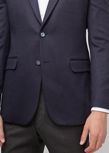 % 100 Kaşmir Lacivert Erkek Ceket - Görsel 4
