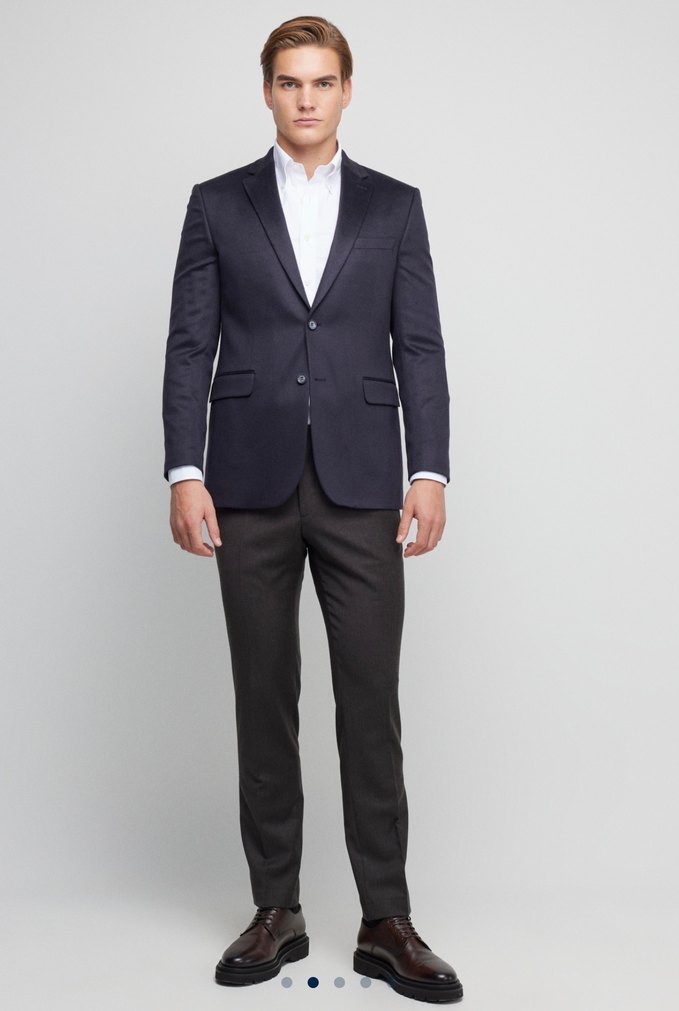 % 100 Kaşmir Lacivert Erkek Ceket - Görsel 3