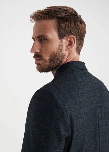Hemington Lacivert - Yeşil Ekose Desenli Erkek Ceket - Görsel 3