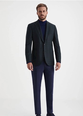 Hemington Lacivert - Yeşil Ekose Desenli Erkek Ceket - Görsel 2