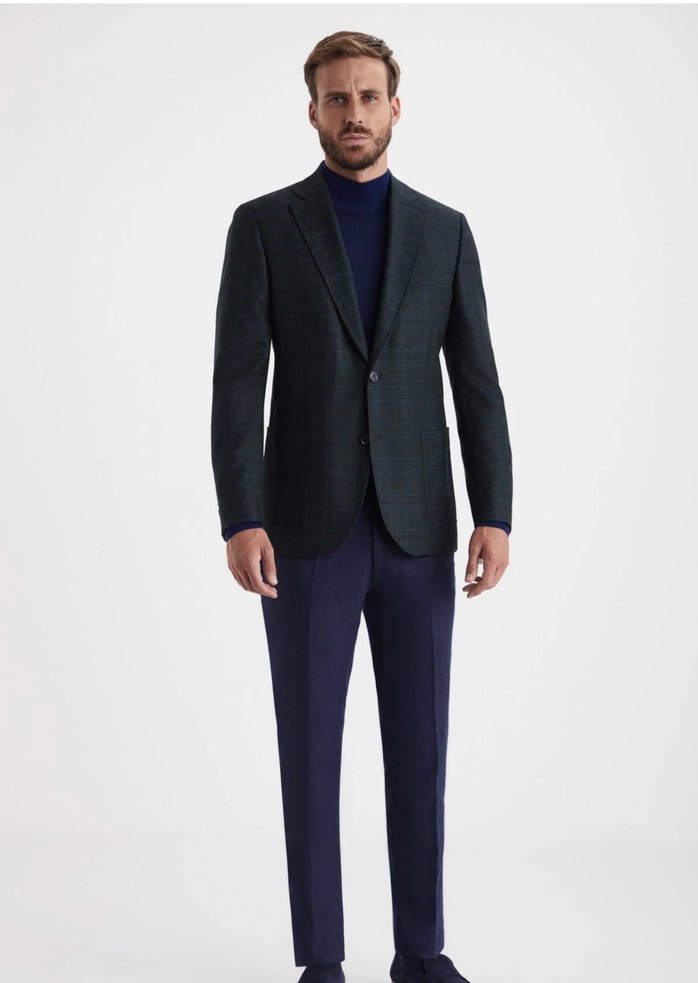 Hemington Lacivert - Yeşil Ekose Desenli Erkek Ceket - Görsel 2