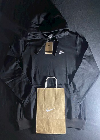 Nike Siyah Deri Kapüşonlu Sweatshirt