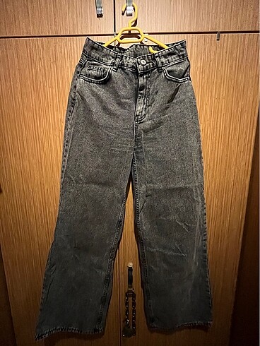 Gri wide leg kot pantolon