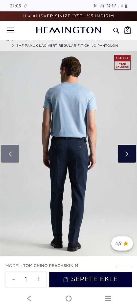 Orjinal Hemington Yeni/Etiketli Chino Pantolon - Görsel 5