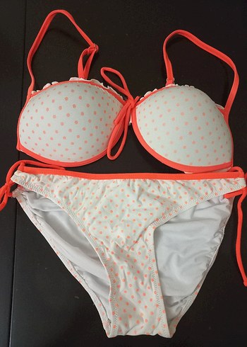 Beyaz Puantiyeli Strappy Bikini Takımı