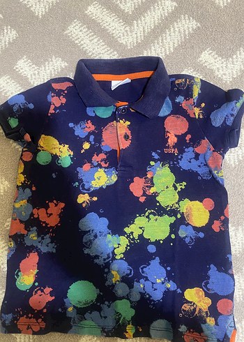 6 Yaş Beden Erkek Çocuk Çok Renkli Batik Desenli Polo Tişört