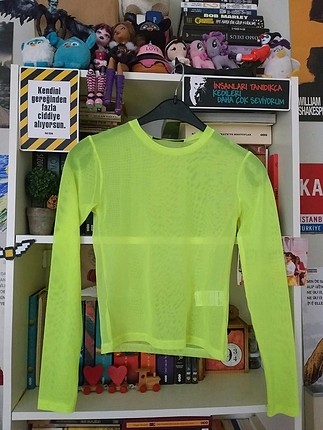 neon yeşil transparan bluz