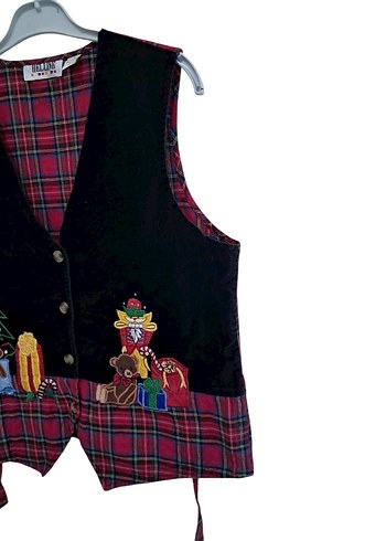 l Beden çeşitli Renk VİNTAGE TARTAN YELEK