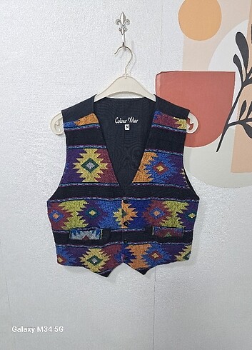 ETNIK DESEN UNİSEX KETEN YELEK M9