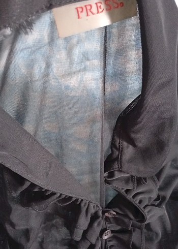 H&M Siyah Fırfırlı Gotik Kadın Bluz