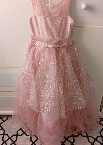 Dantel Detaylı Pembe Kız Çocuk Elbise