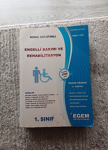 Egem yayınları 1. sınıf bahar donemi engelli bakim ve rehabilita