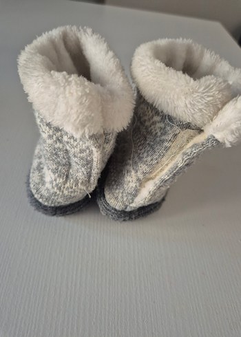 Çocuk Gri Örgü Sıcak Terlik - Görsel 2