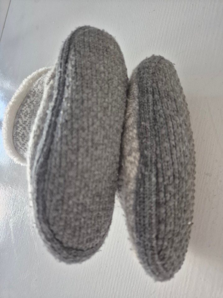 Çocuk Gri Örgü Sıcak Terlik - Görsel 4