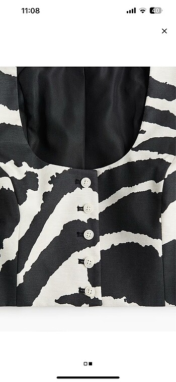 H&M hm zebra desenli crop bluz