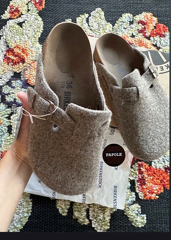 39 Beden siyah Renk BİRKENSTOCK BOSTON WOOLY