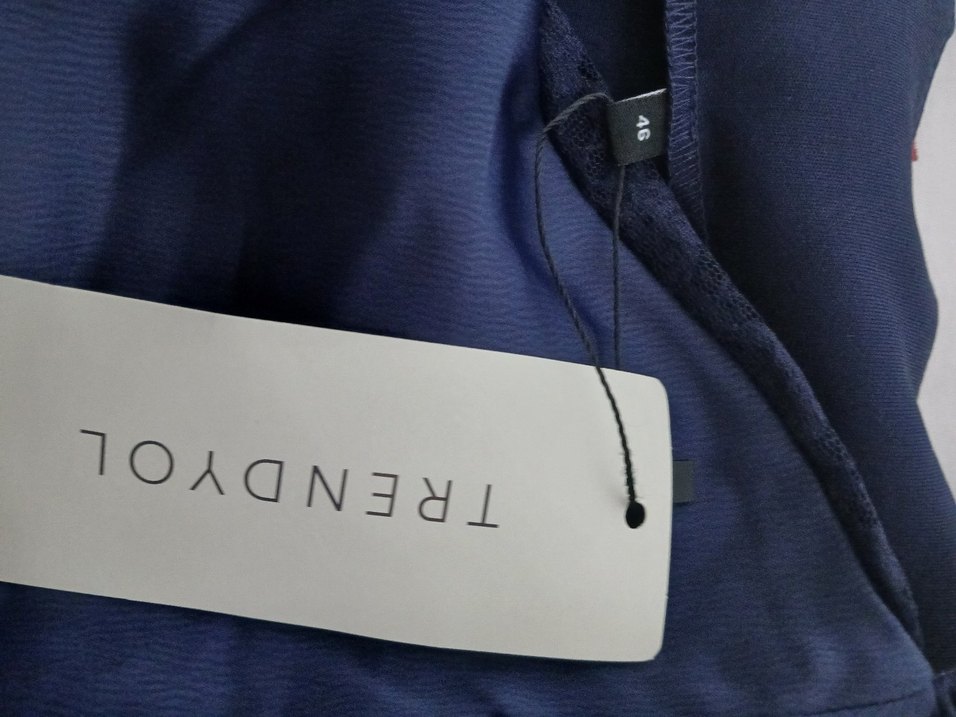 Lacivert saten dokuma büyük beden bluz - Görsel 3