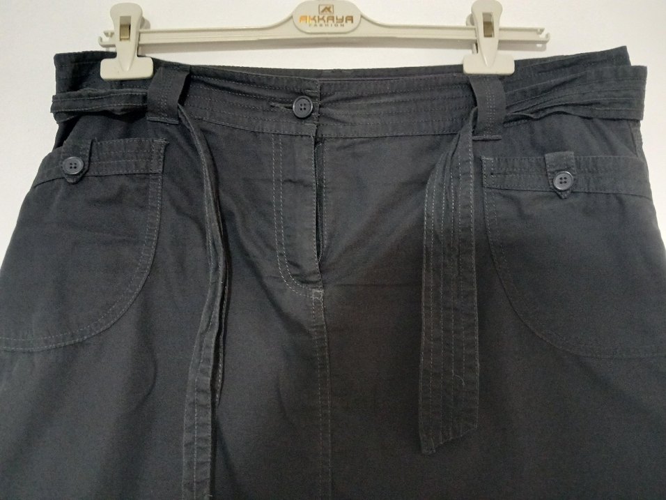 Siyah Kemerli Midi Kadın Etek - Görsel 2