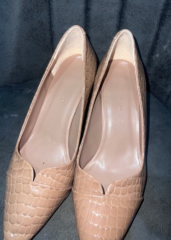 Bej Yılan Desenli Stiletto Topuklu Kadın Ayakkabı - Görsel 3