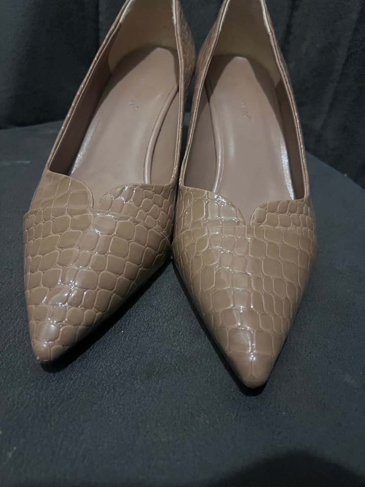 Bej Yılan Desenli Stiletto Topuklu Kadın Ayakkabı - Görsel 2