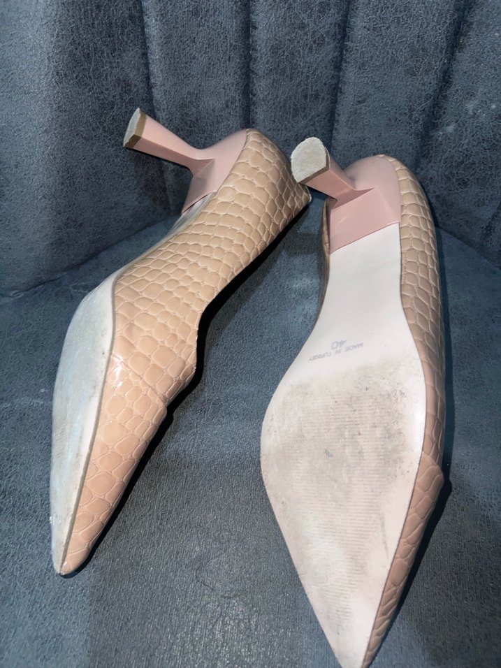 Bej Yılan Desenli Stiletto Topuklu Kadın Ayakkabı - Görsel 5