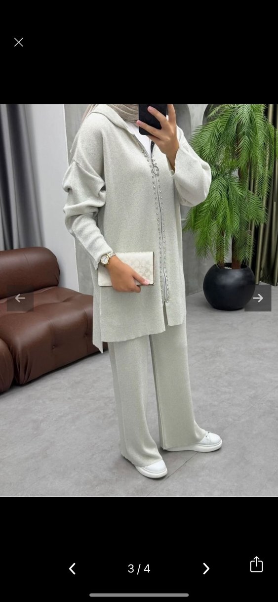 Siyah merserize Kadın Uzun ikili Takım - Görsel 2